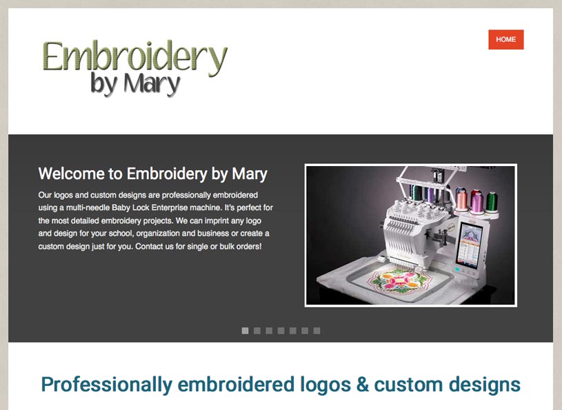 Embroidery by Mary responsive website design/development project - Wise Choice Marketing Solutions