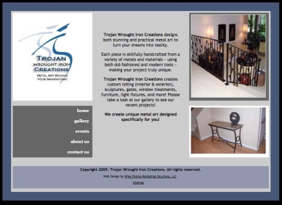 Trojan Wrought Iron Creations web design/development project - Wise Choice Marketing Solutions