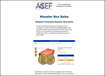 ACEF Counterfeit Alert - Monster Box Sales