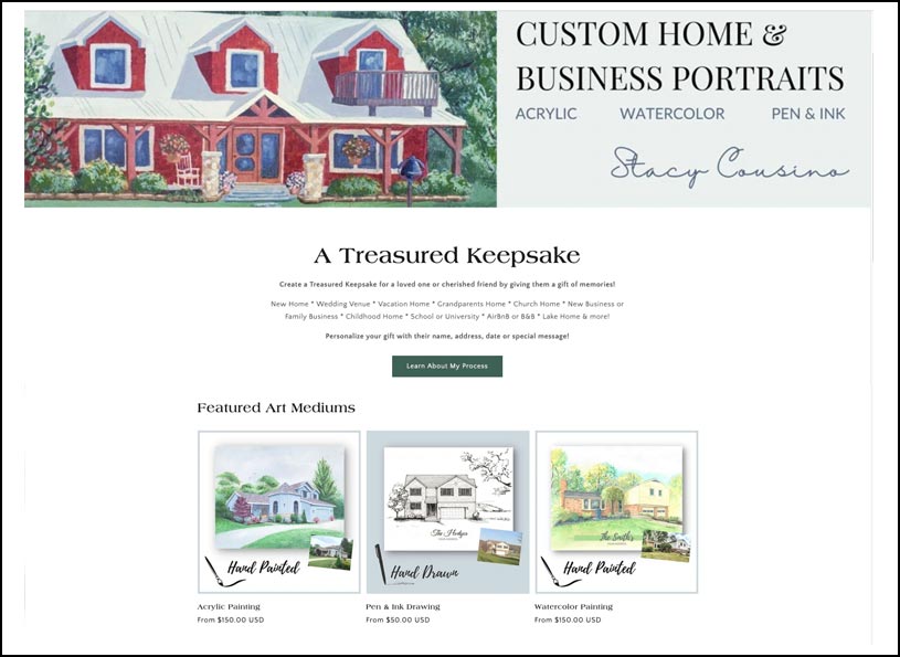 Custom Home Portraits e-Commerce website - Wise Choice Marketing Solutions