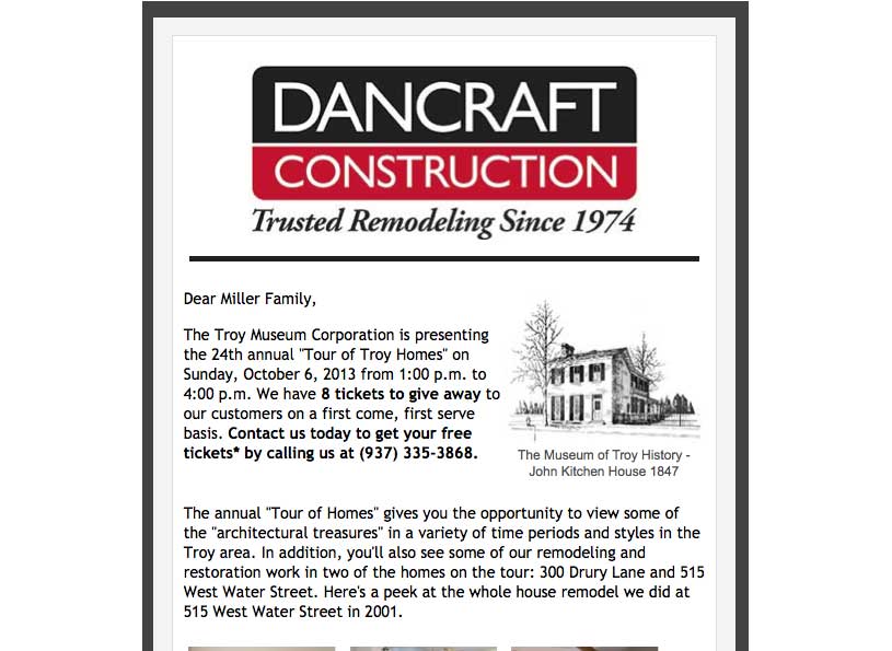 Dancraft Construction Event email - Wise Choice Marketing Solutions