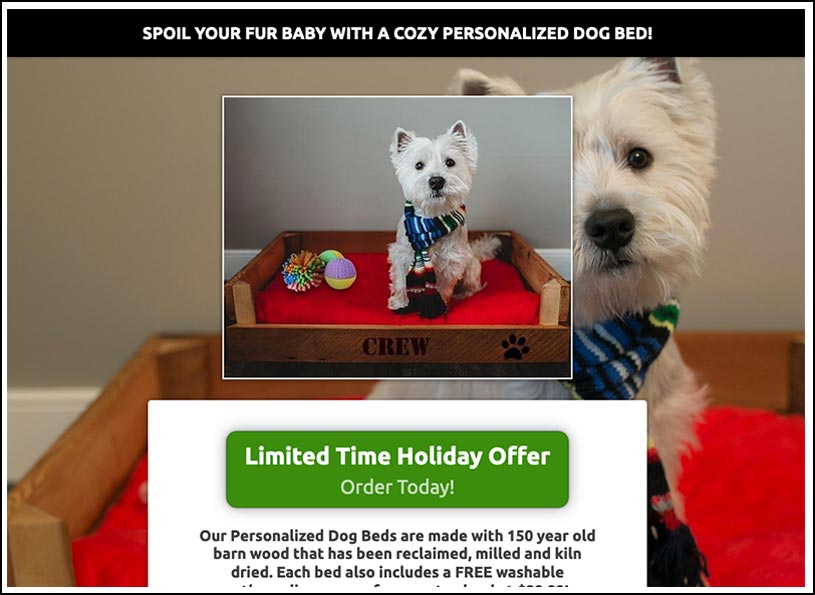 RMPS Click Funnel Ad Holiday Offer Dog Bed